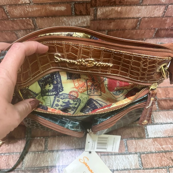 Samantha Brown Green and Brown Crocodile Embossed Bag Crossbody - Picture 10 of 11